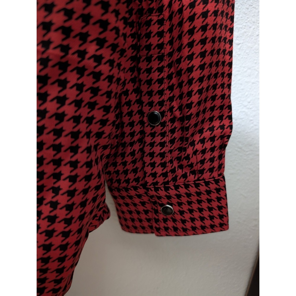 The Kooples Paris Mens Black and Red Houndstooth Shirt Snap Buttons M NWT - Picture 5 of 11